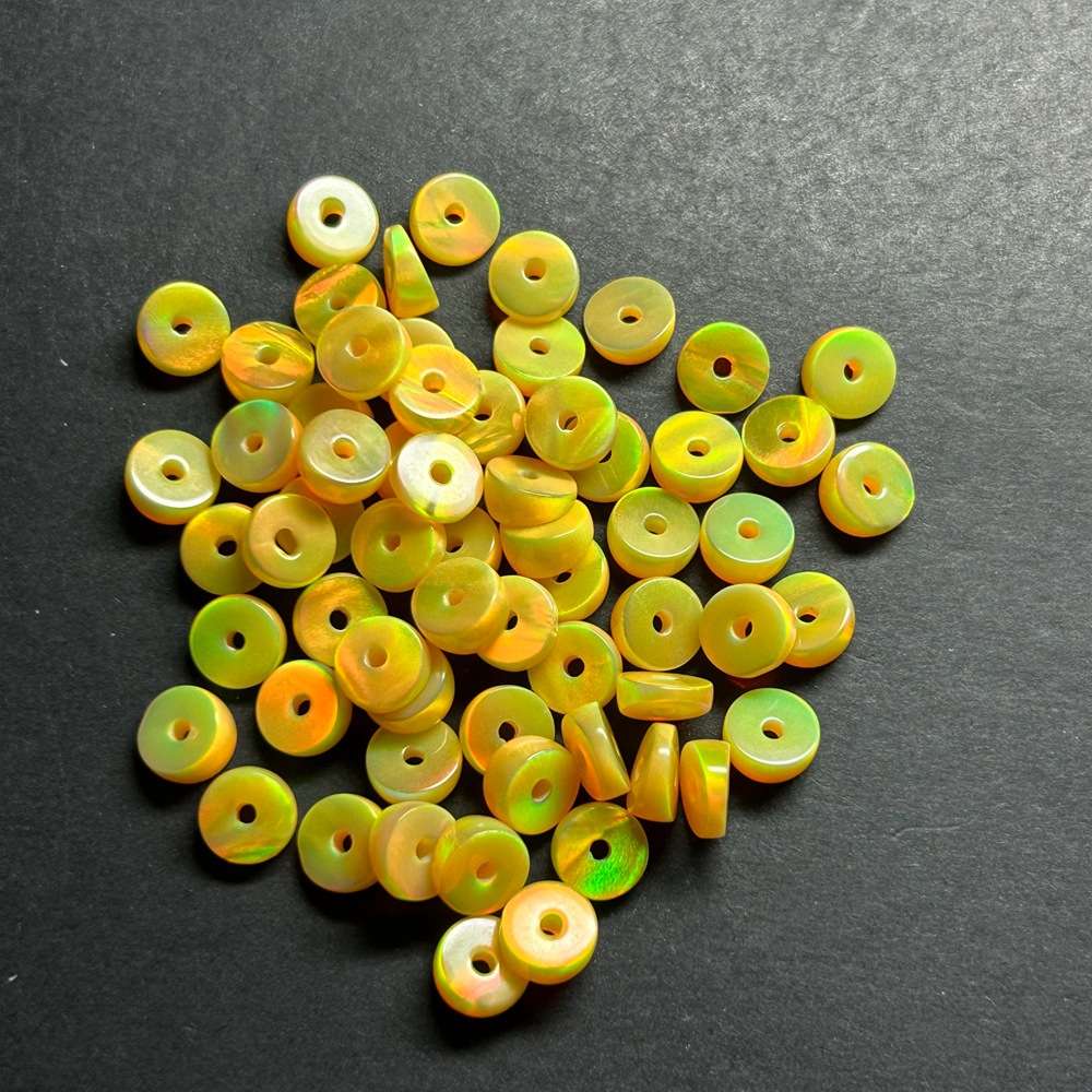 新品星云老型珠欧泊古玩隔珠配件欧珀石彩虹5x7mm大肠欧泊石散珠