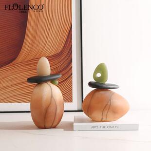 新中式古风抽象艺术石来运转树脂摆件样板间酒店书柜创意工艺品