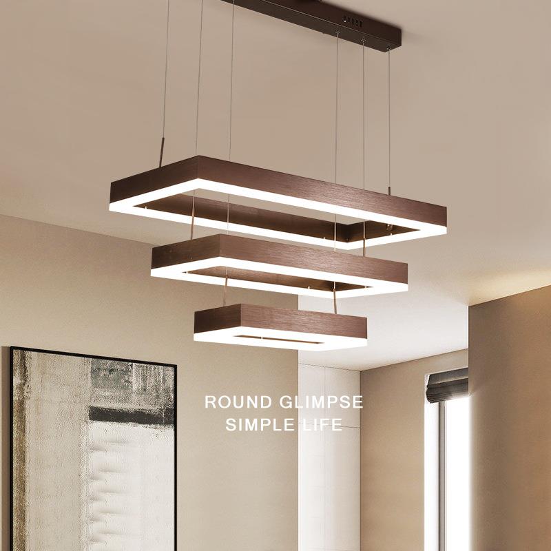 客厅吊灯后现代简约 led创意个性长方形北欧灯具餐厅吧台吊灯家用