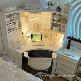 小户型米克书桌转角电脑桌网红三角写字台家用角落实木颗粒学生桌