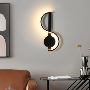 创意客厅LED壁灯北欧创意卧室装饰夜灯样板房室内线条音符床头灯