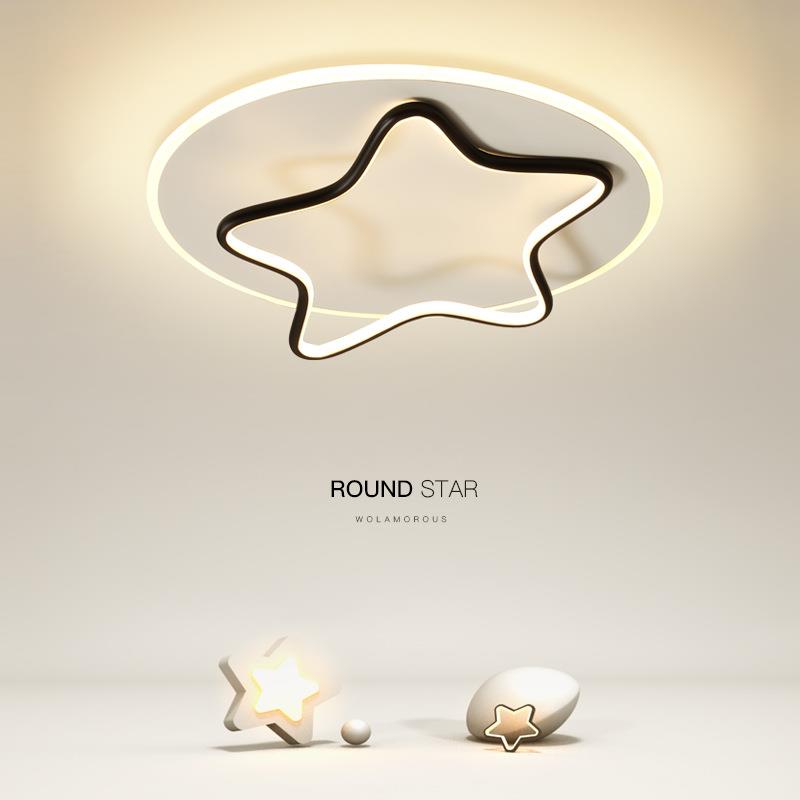 led星星吸顶灯简约现代儿童房灯北欧圆形温馨次卧灯创意房间灯具