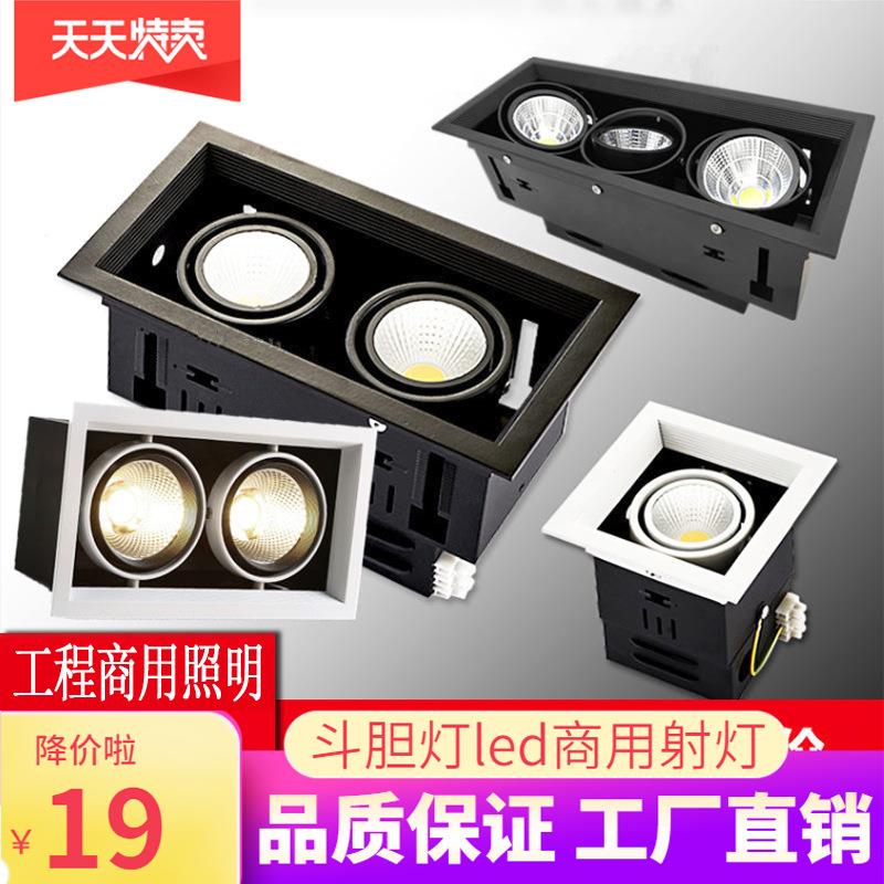 斗胆灯嵌入式斗胆射灯led格栅灯豆胆灯格栅射灯双头天花灯斗胆灯