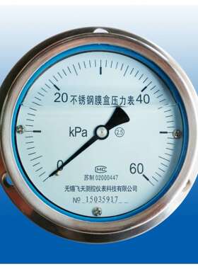 无锡飞天FTYLB厂家直销YNE100ZT-BF轴向前边耐震不锈钢膜盒压力表