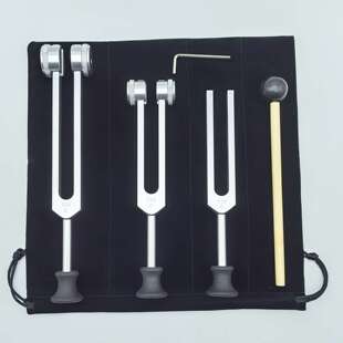 直供128HZ 256HZ 512HZ铝合金音叉套装音叉金色3支音叉带底座