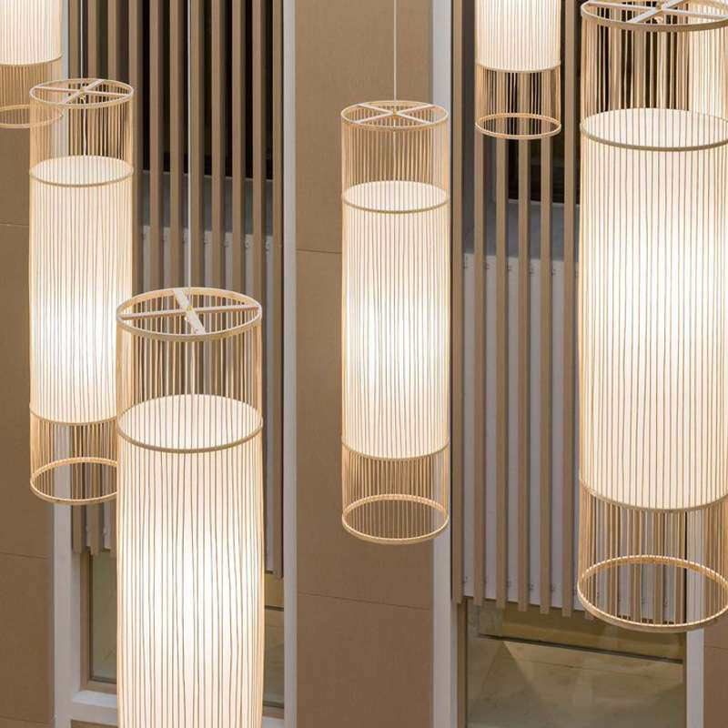 日式禅意竹编吊灯竹灯新中式茶楼梯饭店竹艺民宿吊顶装饰大厅灯具