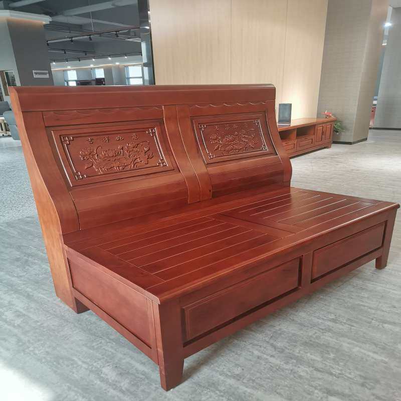 志光实木沙发单人位双人位贵妃组合现代中式客厅仿古木质家具
