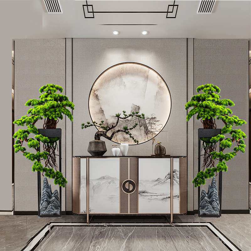 大型仿真绿植物盆景迎客松摆件客厅落地新中式装饰玄关办公室假树