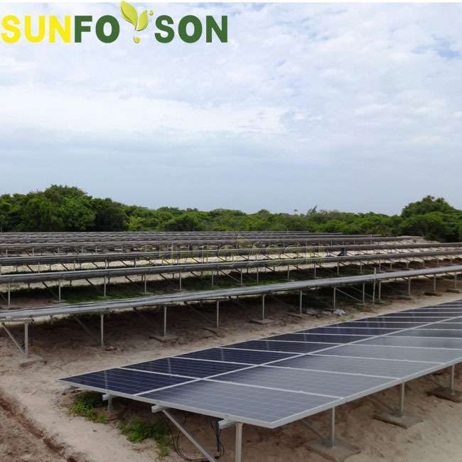 水泥墩地面基座安装太阳能板铝合金材质光伏支架
