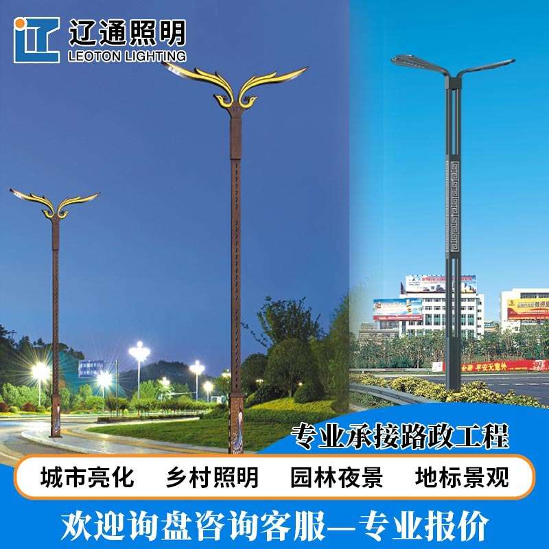 8-12米LED市电路灯城市户外防水市政道路照明高杆灯单双臂路灯