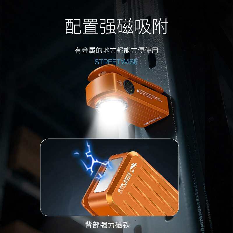 跨境新款多功能户外工作灯便携可充电钥匙扣夹子灯多档调节照明