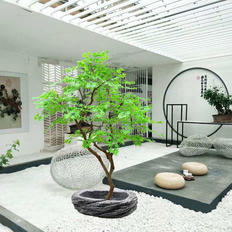 植物盆栽绿枫树枫叶花园商场门店装饰落地摆件假花假树 室内