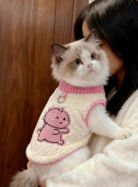 猫咪衣服秋冬恐龙马甲加绒保暖可