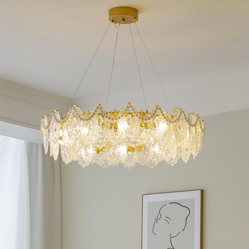 现代简约大气网红爆款复古玻璃法式吊灯客厅主灯轻奢卧室餐厅灯具
