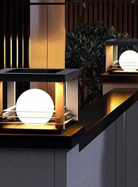 新款太阳能柱头灯别墅门口的灯外墙灯大门垛柱头 立柱灯walllight