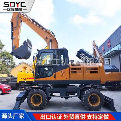 出口轮式挖掘机15吨18吨土方机械功臣挖掘机建筑工地轮式挖掘机