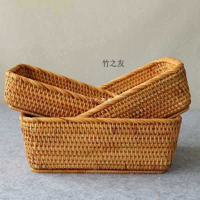 藤编收纳筐家用纯手工竹编制品簸箕制品越南篮水果筐子筛子竹