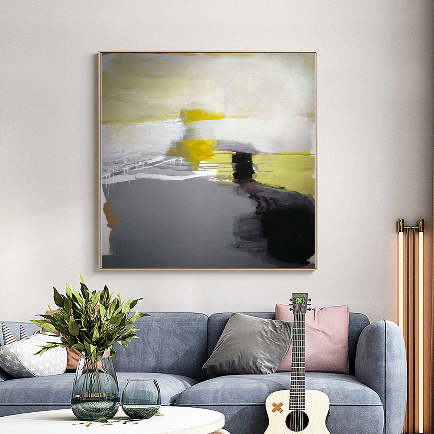 美式纯手绘油画现代抽象风景客厅立体装饰墙挂画厂家 画心艺术