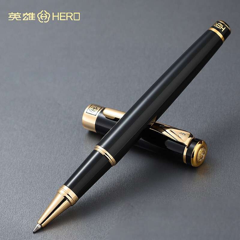 英雄签字笔1078金属宝珠笔男士商务黑色中性笔笔杆碳素圆珠笔刻字