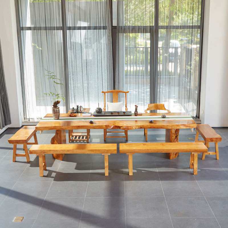 实木茶桌椅组合 现代简约茶台茶几桌办公室原木大板桌功夫泡茶桌