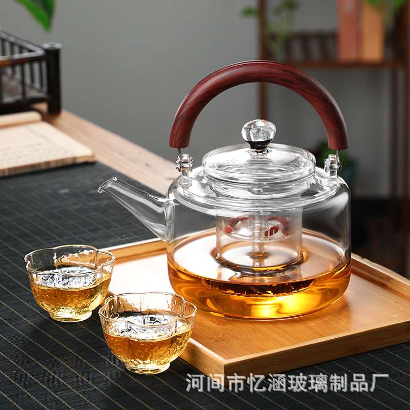 厂家直销星空珠提梁壶高端磁吸加厚玻璃煮茶壶蒸煮双用国潮风