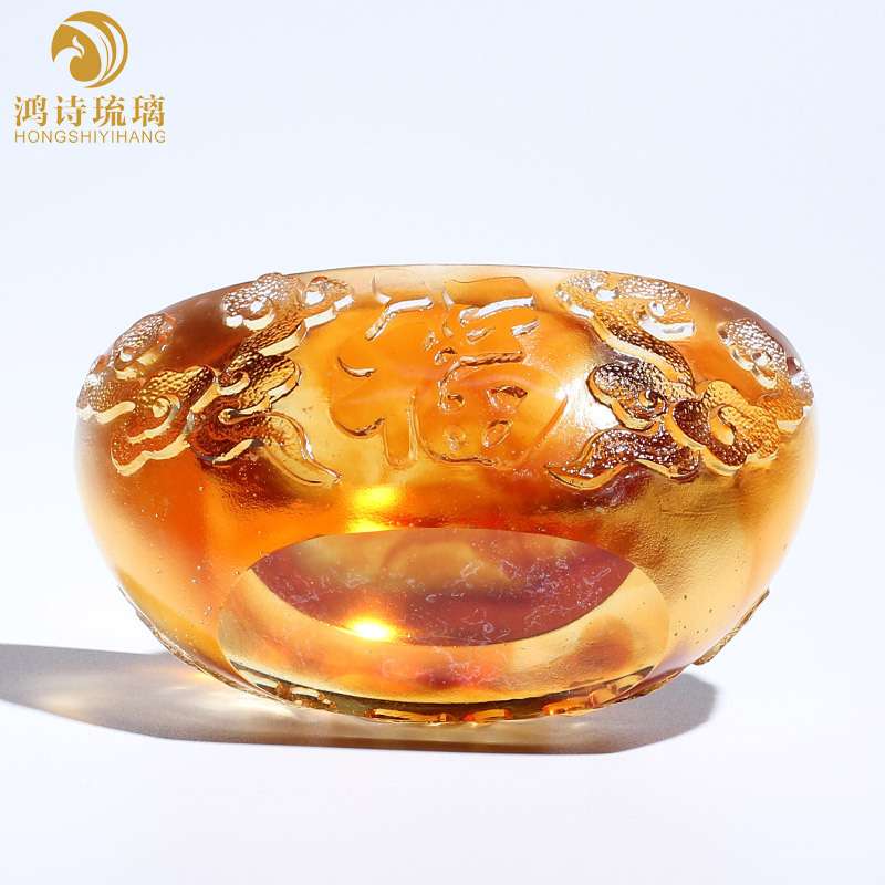 客厅博物架琉璃元宝摆件家庭小装饰品创意摆设金元宝聚宝盆客厅