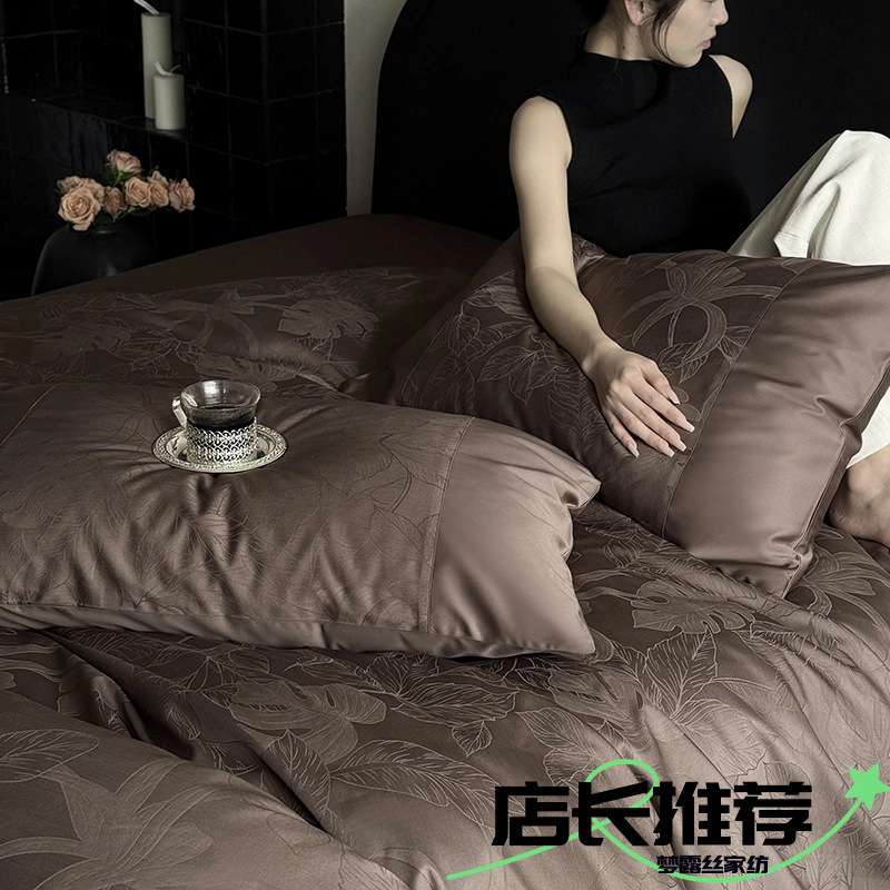 秋冬美拉德!高端100支贡缎长绒棉全棉四件套提花精梳棉被套裸睡4