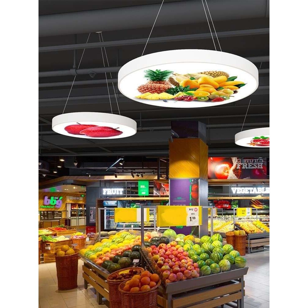 异形超市商场创意水果店方形造型灯led办公室便利店生鲜圆形吊灯