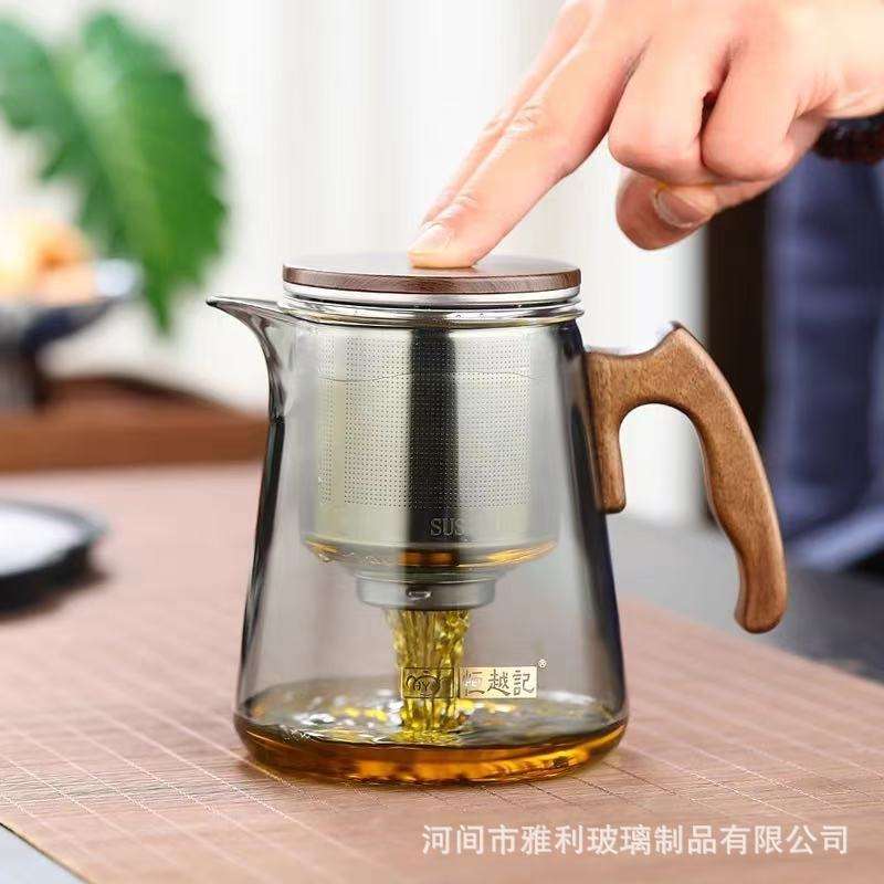 高硼硅玻璃按压无杆滤茶式飘逸杯茶水分离泡茶杯磁吸茶壶家用茶具