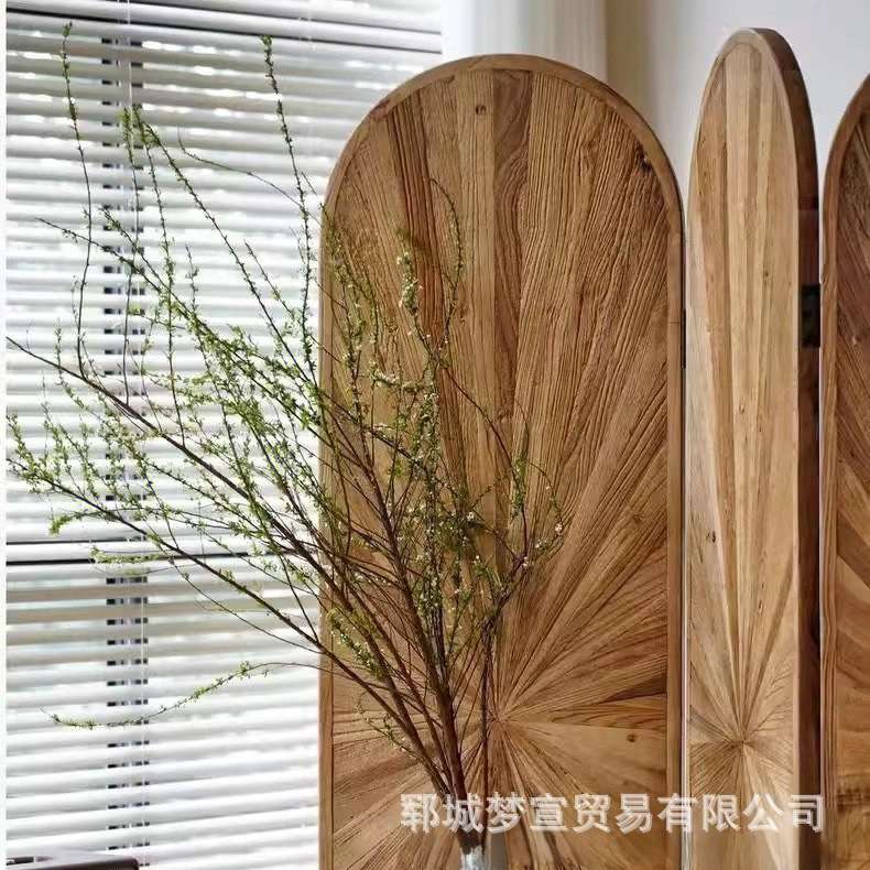 老榆木屏风玄关入口隔断家用客厅卧室可折叠屏风新中式实木屏风