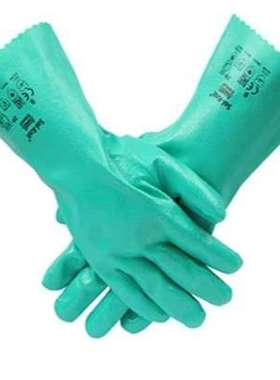 Ansell安思尔 39-122/39-124丁腈橡胶防化舒适型劳保工作手套绿色