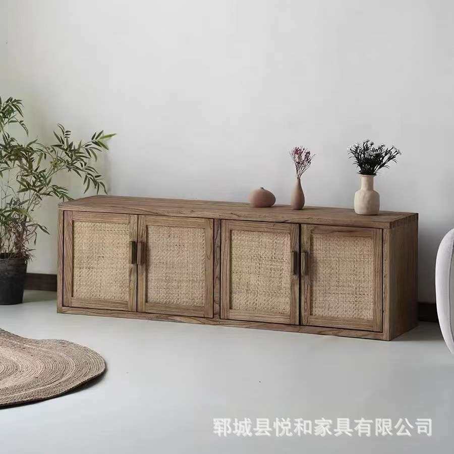 新款老榆木储物柜阳台地柜榻榻米炕柜卧室飘窗柜书柜民宿餐边柜