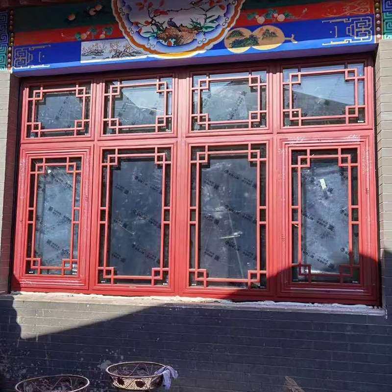 旧城改造民宿铝合金断桥仿古窗 复古酒楼古建筑中式窗户仿古门窗