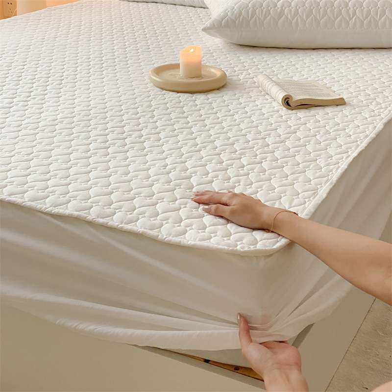 纯棉床褥垫子席梦思保护套1.5加高全棉夹棉加厚爱心床笠三件套1.8