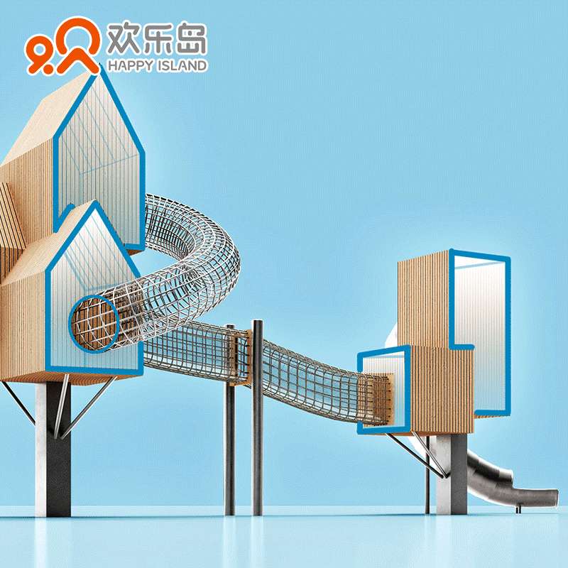 木屋不锈钢滑梯平台攀爬户外拓展儿童乐园规划设计游乐设备厂家
