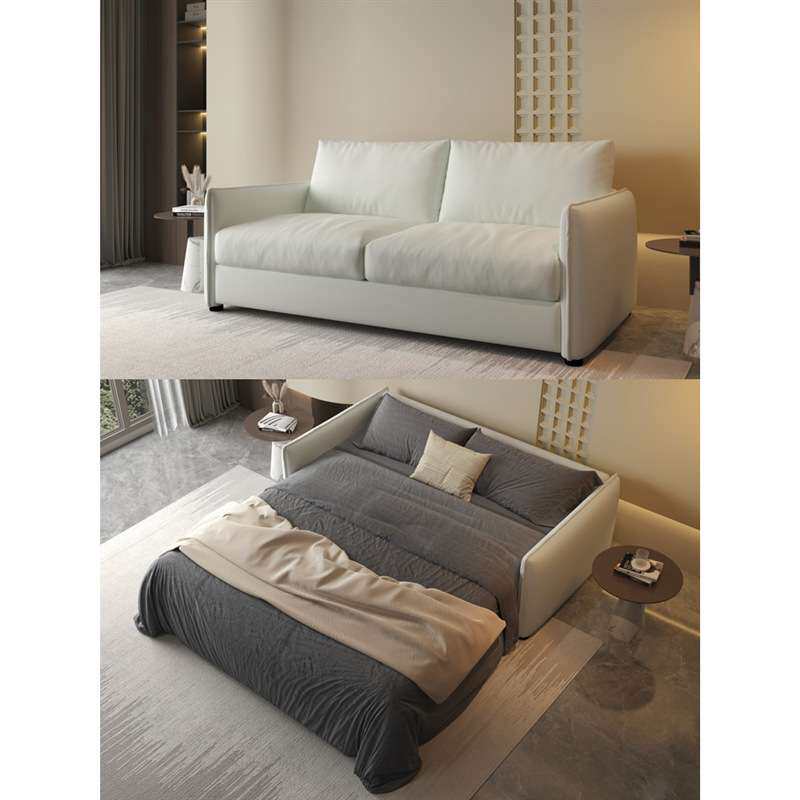 奶油风科技布高端沙发床客厅小户型书房办公室可折叠两用多功能