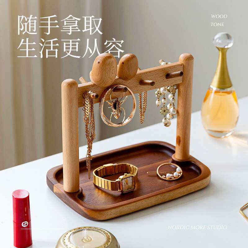 玄关钥匙收纳摆件进门口置物架创意挂钩托盘挂钥匙置物架一件代发