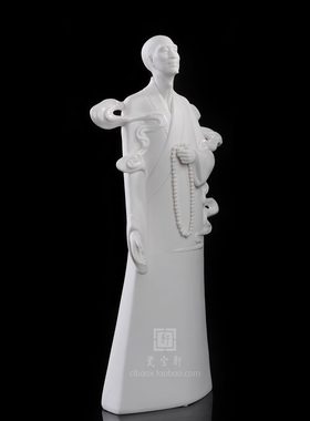 一德化李人物叔同立像颜松柳大民国僧法师白瓷陶瓷弘工艺品摆件师