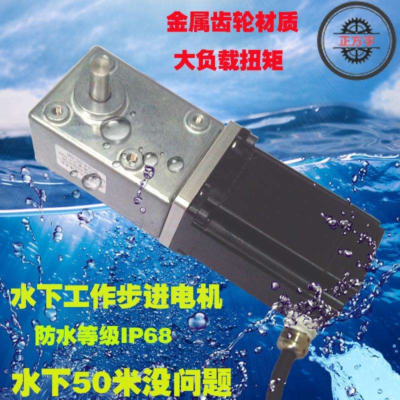57步进电机防尘IP68等级蜗杆减速大扭矩电动机高精度潜水低噪音
