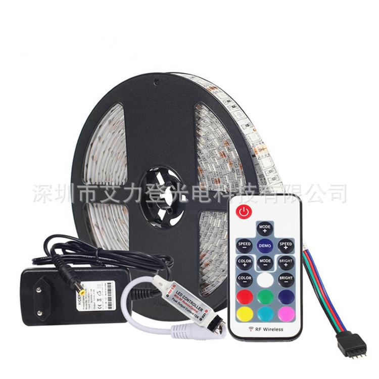 led套装灯带5050rgb12V低压17键遥控300灯滴胶防水灯条超亮