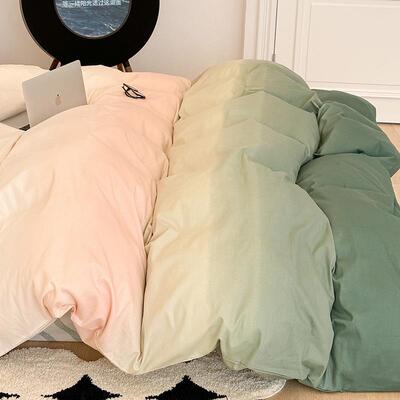 K152024新款床品多巴胺渐变色床上四件套全棉纯棉宿舍被套床单三