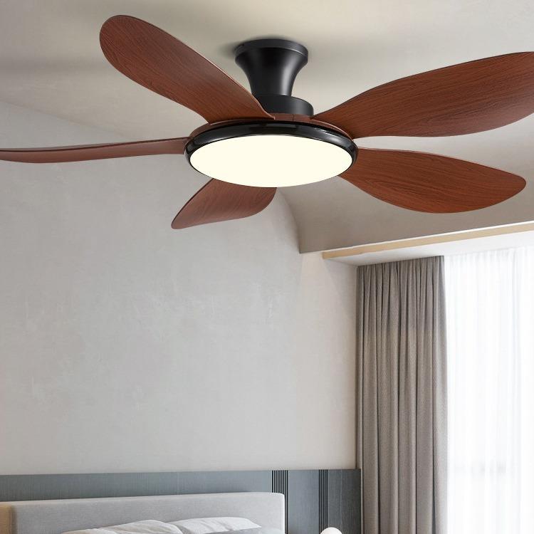 仿实木原木静音风扇灯吊扇灯简约现代北欧卧室客厅餐厅灯一体家用