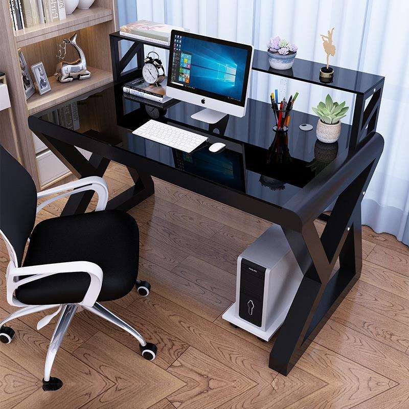 电脑台式桌钢化玻璃办公桌家用书桌简约现代学习桌子经济型写字台