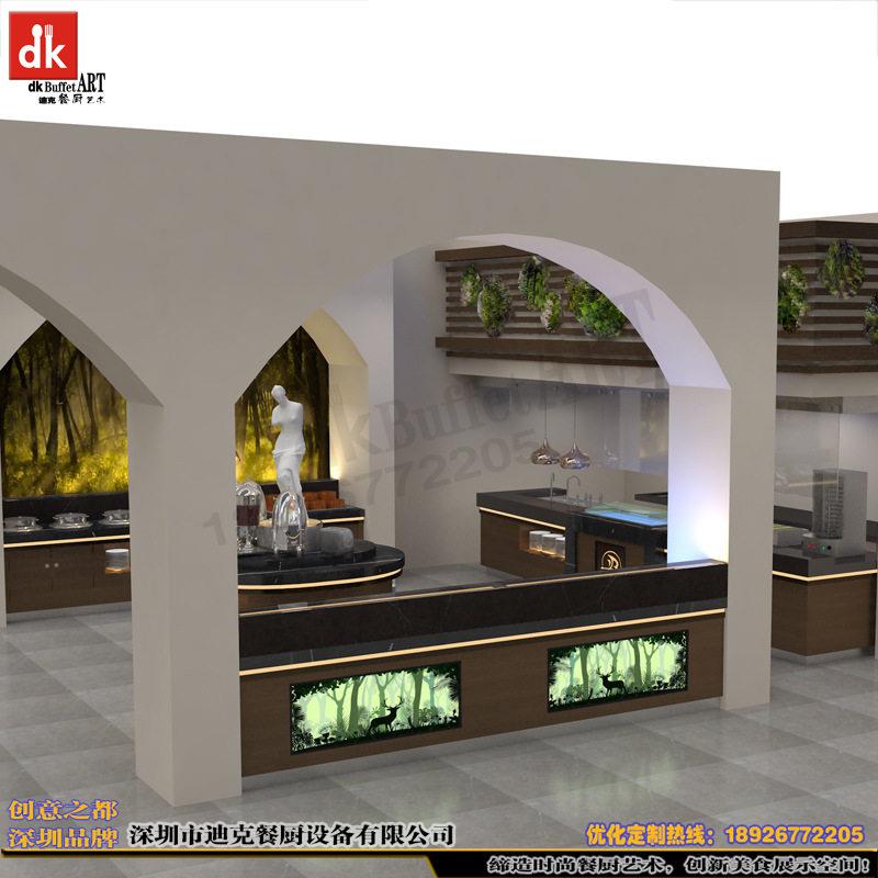 长方形自助餐台设计 餐饮家具设计制作 星级酒店移动布菲台早餐台