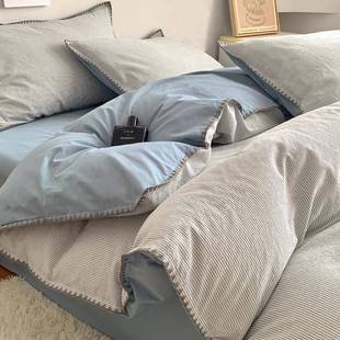 夏季 床单被套学生宿舍三件套床上用品 简约纯棉四件套全棉2025新款