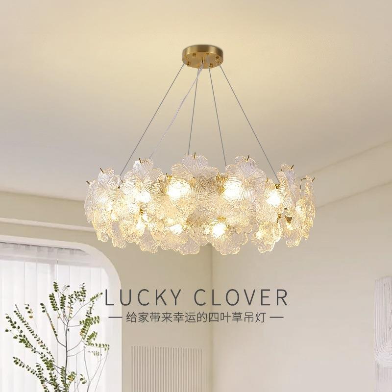 灯现代灯卧室水晶客厅吊灯感新款主轻奢法式复古灯高级花朵