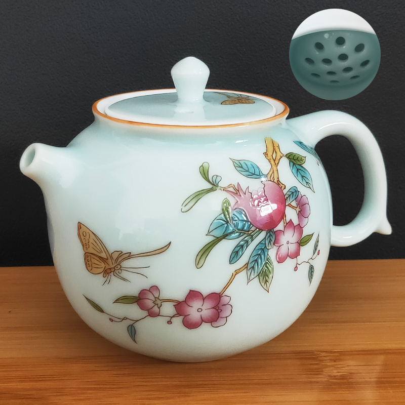 硕果累累茶壶高端仿n古泡茶壶老式极简壶青瓷陶瓷单壶家用泡茶器