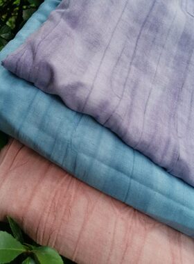 皱强复古植物布料自然蓝色紫色亚麻肌理扎染树皮肌理皱森系粉色