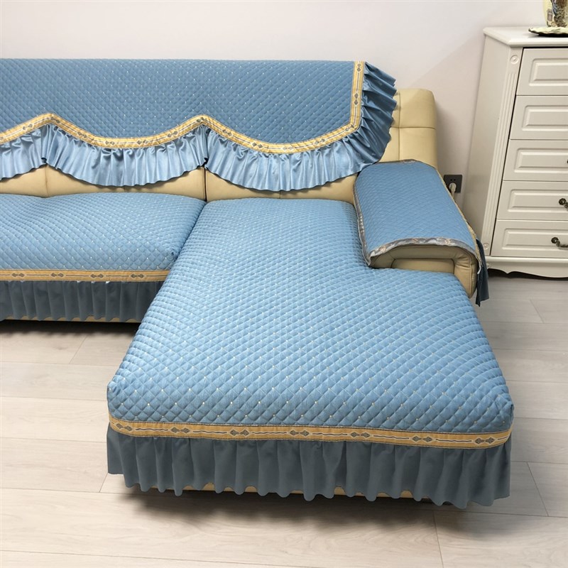 四季新款定做防滑沙发套坐垫简约耐脏耐磨时尚S蓝色不起球沙发垫