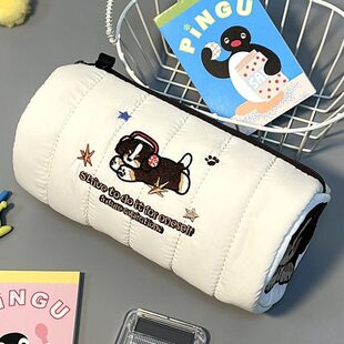 拉链翻盖日系刺绣收纳包伯恩高中学生笔袋帆布包大容量山铅笔盒初